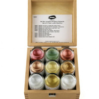 Σέτ 9 χρωμάτων περλέ σε ξύλινο κουτί